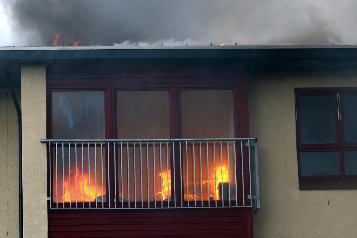 Fire well ablaze in one of the flats.