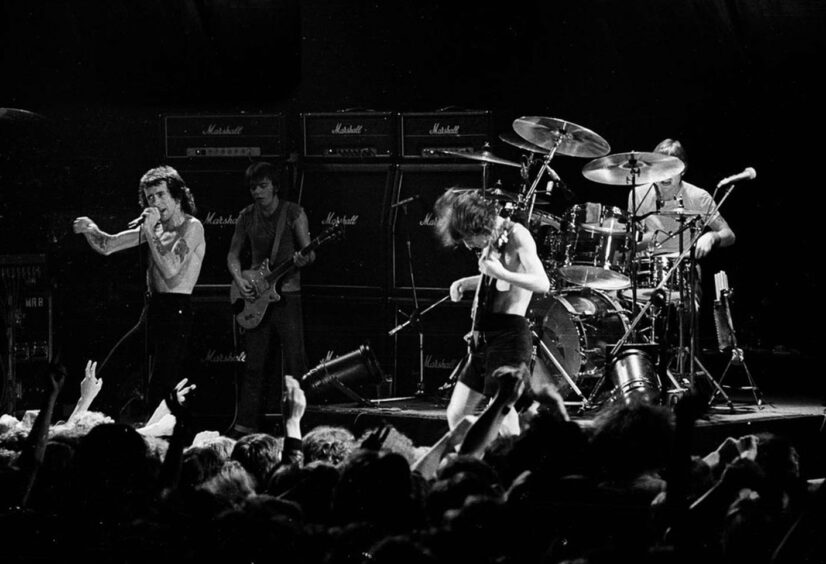 AC/DC on stage at the Caird Hall, Dundee. 