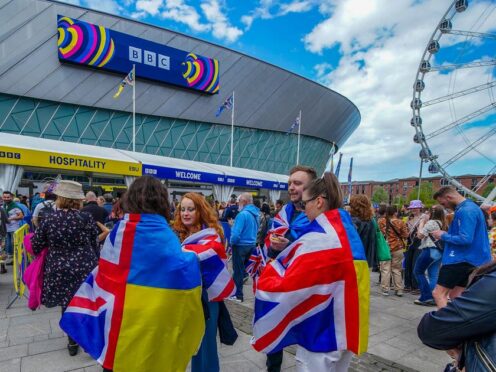 Eurovision fans around Liverpool City Centre ahead of the semi-final of Eurovision Song Contest at the M&S Bank Arena in Liverpool (Peter Byrne/PA)