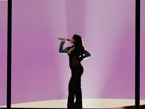 Mae Muller of the UK during the dress rehearsal for the Eurovision Song Contest final at the M&S Bank Arena in Liverpool (Aaron Chown/PA)