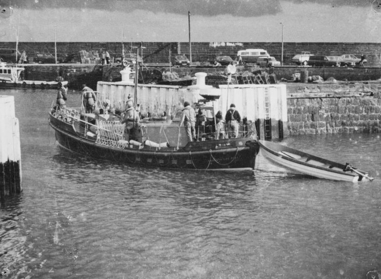 The Duke of Montrose returns to Arbroath Harbour in September 1982 for the final time. Image: Paul Reid.