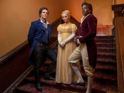 A first look of actor Jonathan Groff filming Doctor Who dressed in regency era-style clothing has been released by the BBC (BBC/PA)