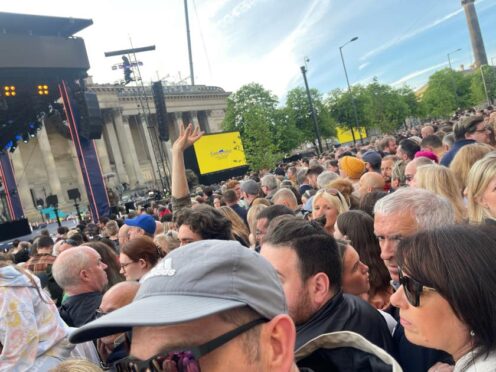 Eurovision welcome party crowds (Jess Swift/PA)