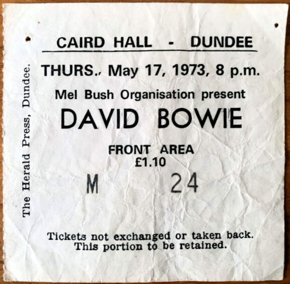 A ticket for the famous concert, which cost £1.10 and were certainly value for money. Image: Retro Dundee.
