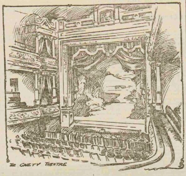 A sketch of the Gaiety Theatre that appeared in The Courier. Image: DC Thomson.