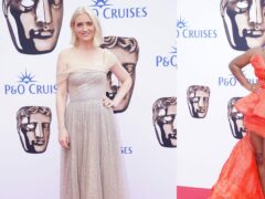 Anne-Marie Duff (L) and Clara Amfo took to the red carpet for the Bafta TV awards (Yui Mok/PA)