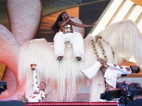 Lil Nas X performing on the Pyramid Stage at the Glastonbury Festival, at Worthy Farm in Somerset (Yui Mok/PA)