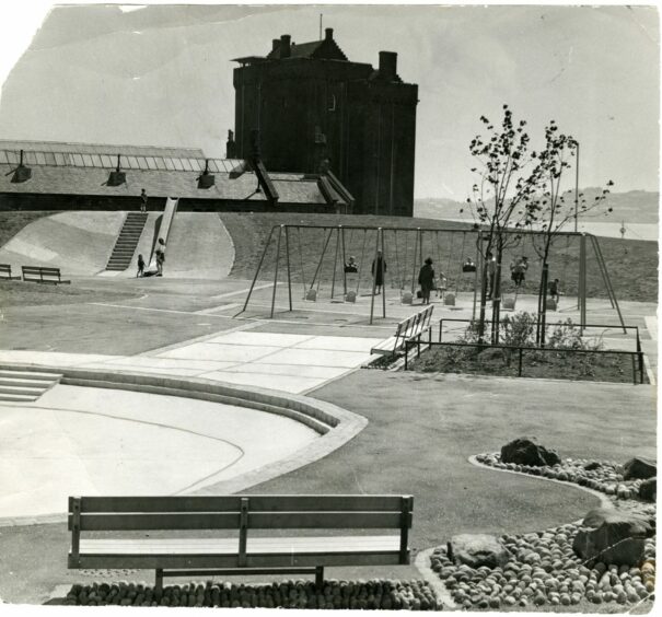View of Broughty Castle with the Castle Green play park in the foreground. Image: DC Thomson.