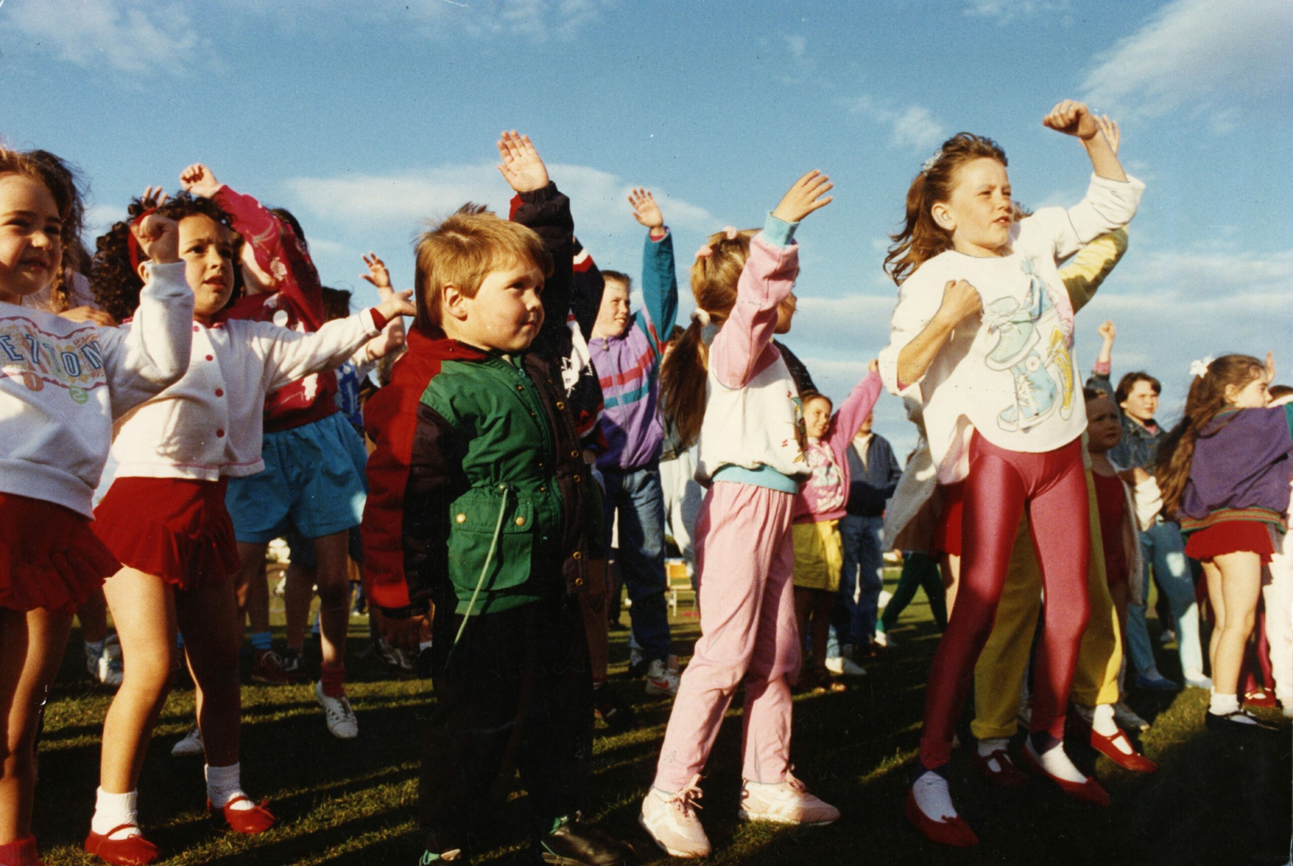 Childsren taking part in a fitness class during Broughty Ferry Gala Week in 1990. 
