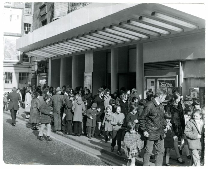 Queues outiside The Gaumont Cinema, a popular place for these youngsters in 1973. Image: DC Thomson.