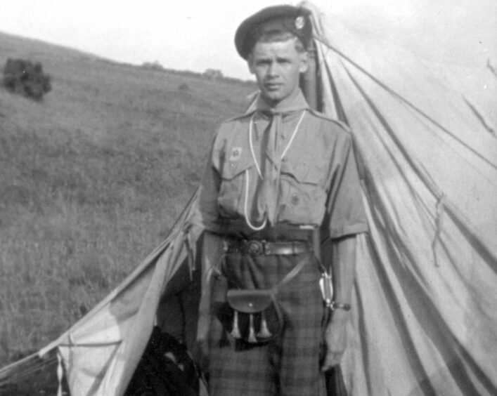 Andrew Smith at Scout camp in Glendevon in 1955.
