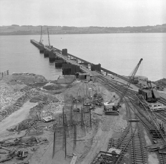 Tay Road Bridge under construction. Image: DC Thomson.