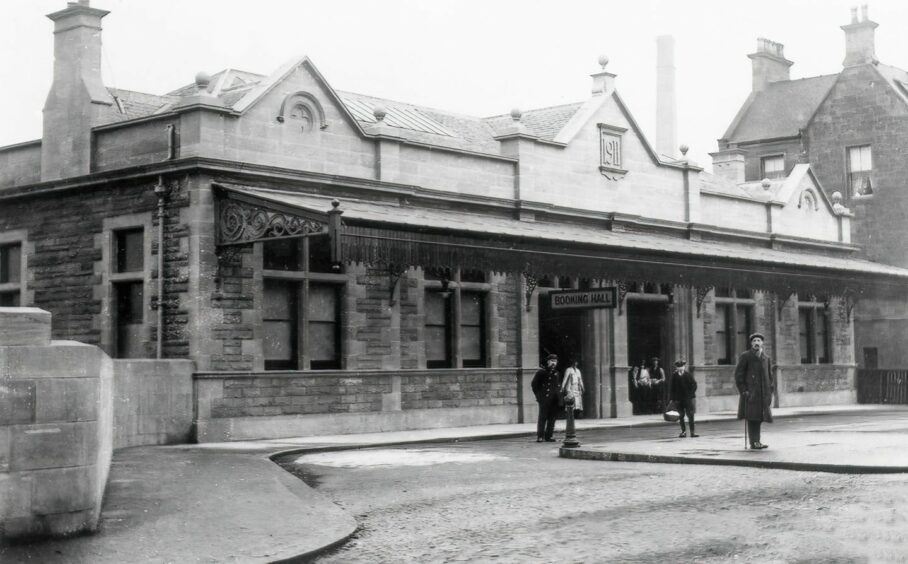 The 1911 building at Arbroath, which stood further back from the earlier booking office. Image: Niall Ferguson.