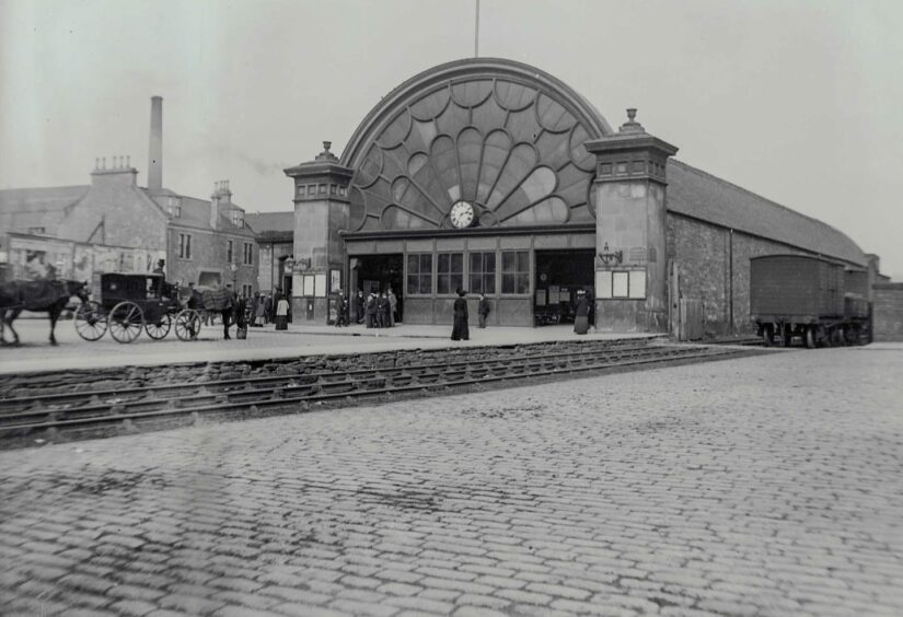 A picture from the book showing the view of the main façade of Dundee East station in the late 19th Century. Image: Dundee Library.
