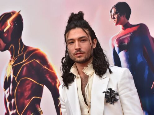 Ezra Miller arrives at the premiere of “The Flash” on Monday, June 12, 2023, at Ovation Hollywood in Los Angeles. (Photo by Jordan Strauss/Invision/AP)