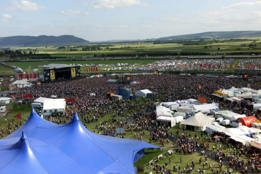 The main stage seen from the big wheel at T in the Park in 2003. 