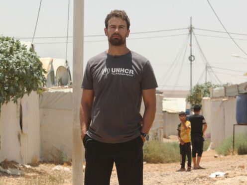 Theo James visits Azraq refugee camp in Jordan (UNHCR/Andy Hall/PA)