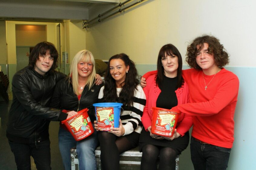 Members of The View backstage at the Caird Hall. 