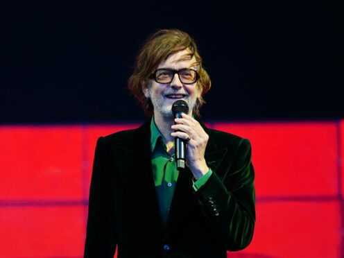 Jarvis Cocker of Pulp performing on stage at Finsbury Park in London. (Victoria Jones/PA)