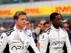 Brad Pitt and Damson Idris filming for a Formula One movie during the British Grand Prix 2023 at Silverstone, Towcester (Tim Goode/PA)