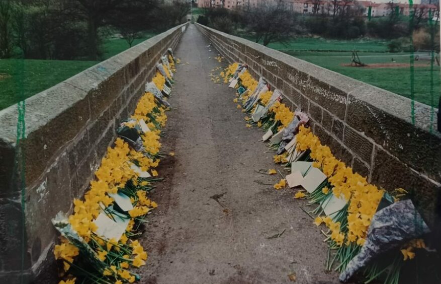 Finlathen bridge became a shrine following the 1998 tragedy.