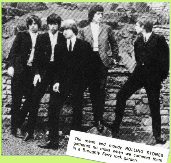 The Stones were pictured at the Taypark Hotel for the Romeo and Jackie magazines in 1965. Image: Retro Dundee.