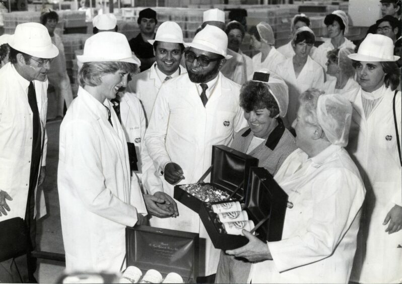 Princess Diana visiting the Keiller factory.