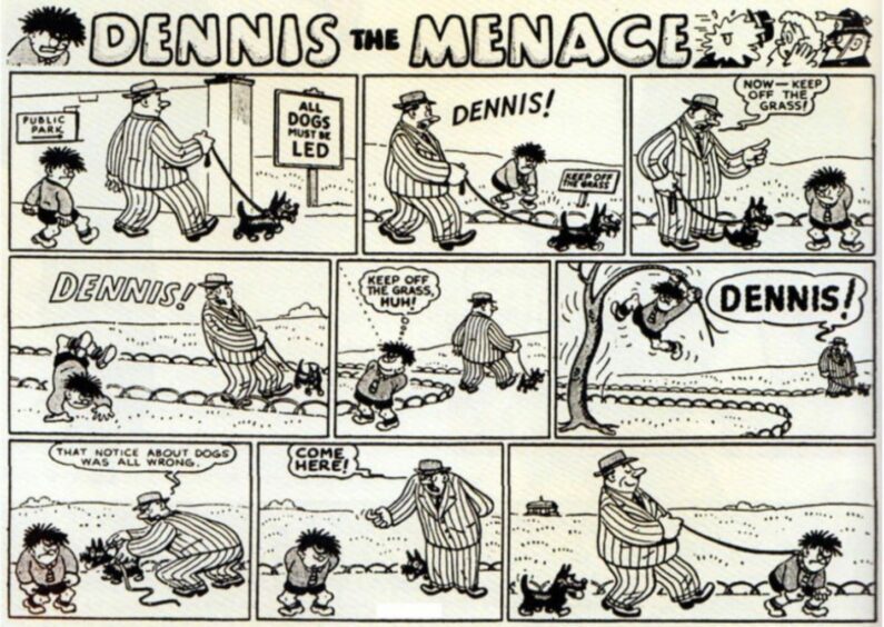 Dennis the Menace made his first appearance in The Beano wearing a shirt and tie in 1951. Image: DC Thomson.