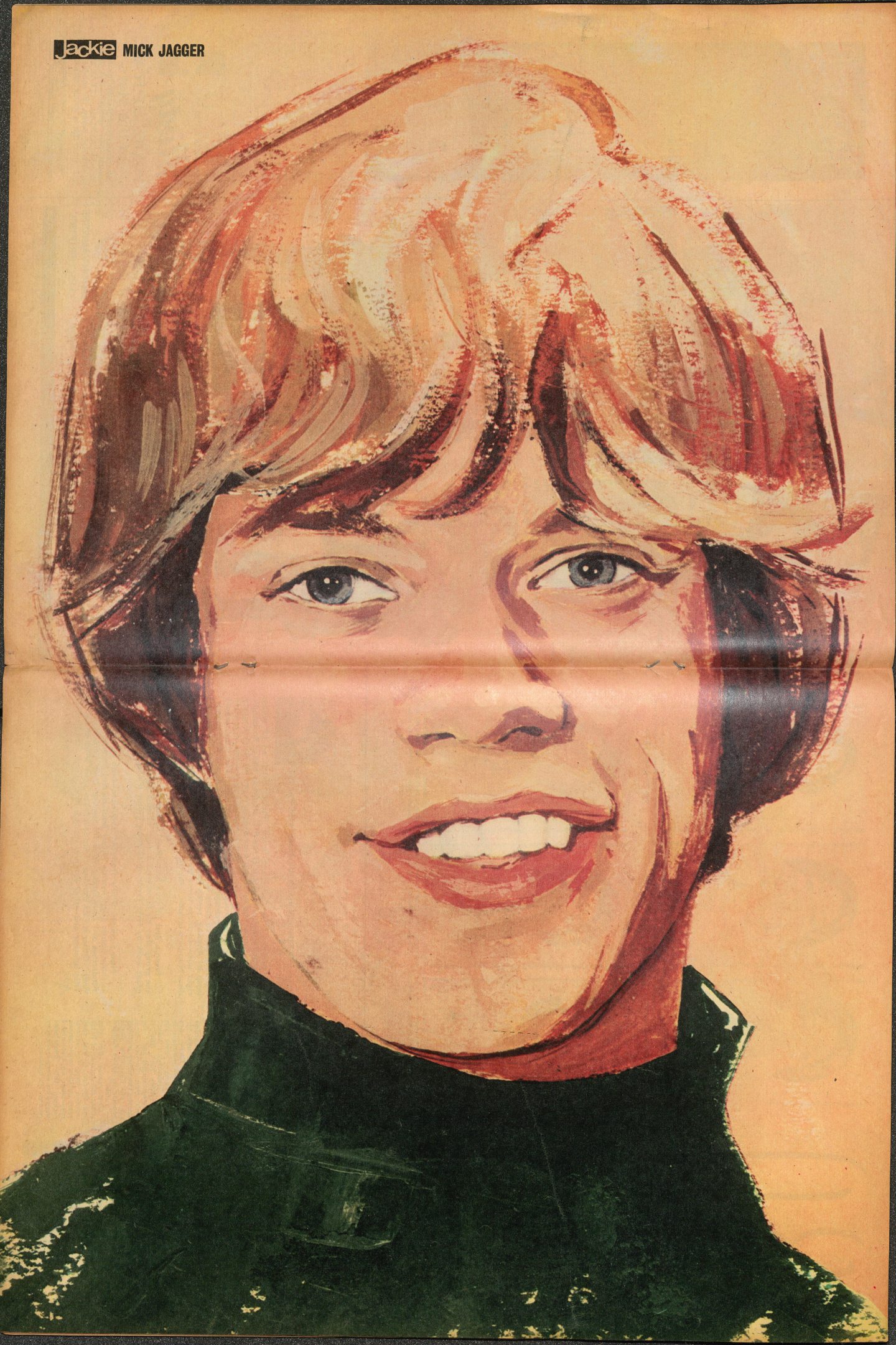 A sketch of Jagger appeared in the June 1964 edition of Jackie as the Stones were on the rise. Image: DC Thomson.