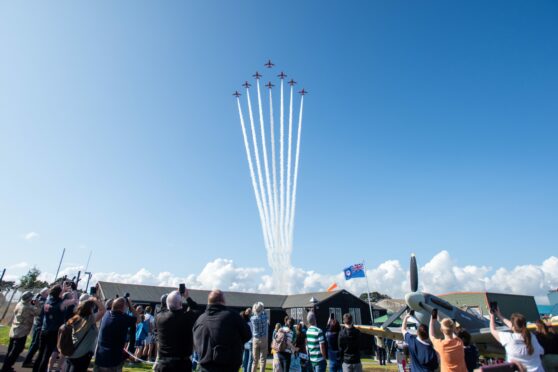 The Red Arrow's fly over the crowd at Montrose air station.