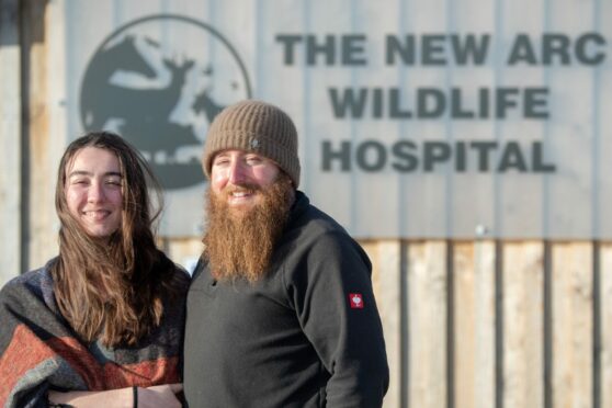 Morgane Ristic and Paul Reynolds standing outside New Arc Wildlife Rescue.