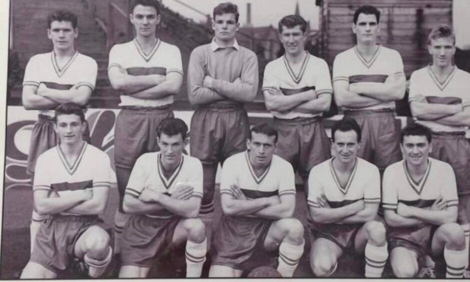 Ally Riddle, front row, left, with Montrose FC.