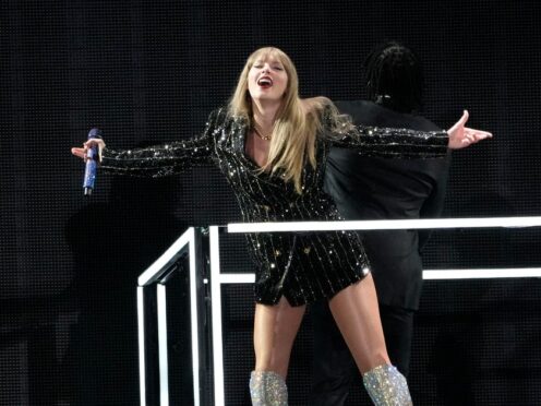 Taylor Swift performs during The Eras Tour at SoFi Stadium in Los Angeles (Chris Pizzello/AP)