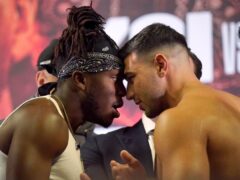KSI and Tommy Fury head to head during a press conference at the OVO Arena Wembley (Jonathan Brady/PA)