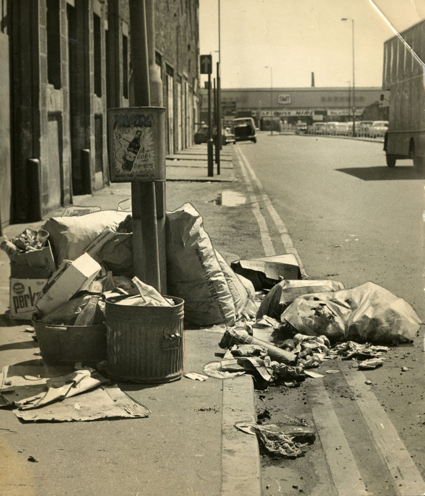 Rubbish awaiting collection on the pavement in Allan Street. Image: DC Thomson.