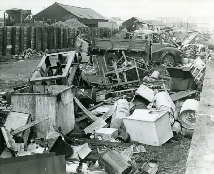 A large pile of rubbish in 1970. Image: DC Thomson.