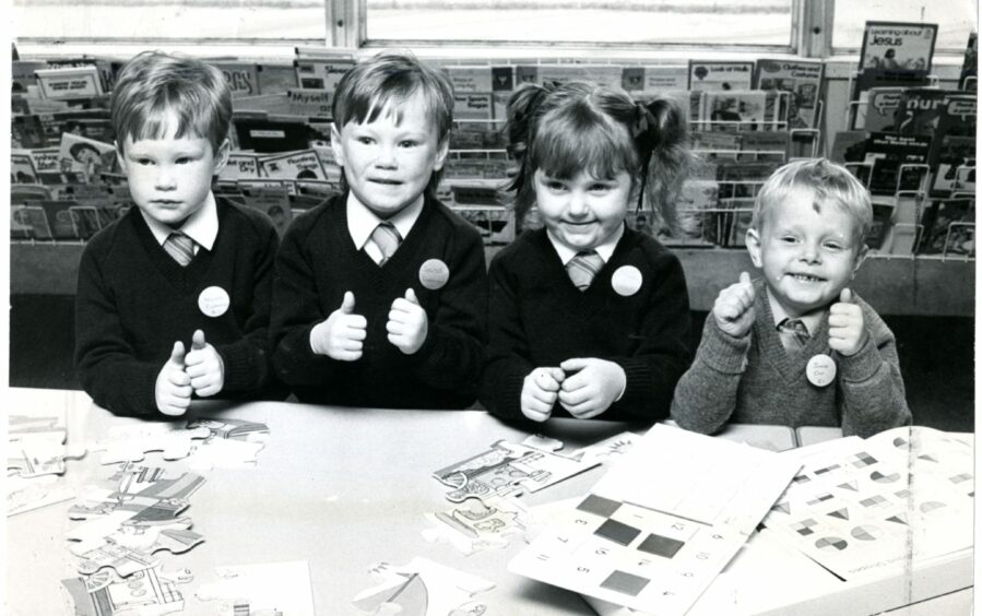 Nicola and Sarah Cumming of Kirkton Place and Jenna and Jamie Orr of Beauly Avenue do a thumbs up for the camera. Image: DC Thomson.