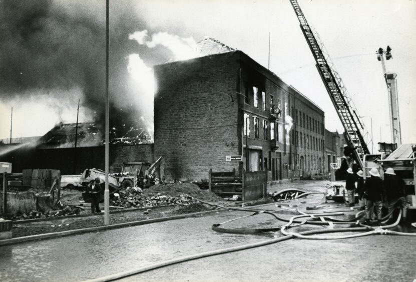 Fire at the former Caird Ashton Carpet Works in Dundee. 