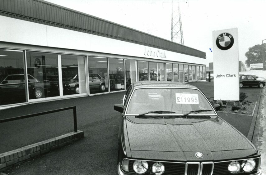 A BMW outside John Clark (Tayside) Ltd, Dundee. Image: DC Thomson.