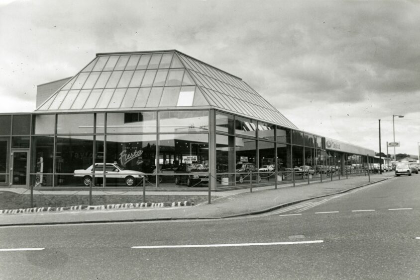 The exterior of the glass showroom, positioned on the corner of the road. Image: DC Thomson.