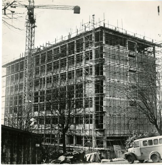 Construction work at the College of Commerce building.