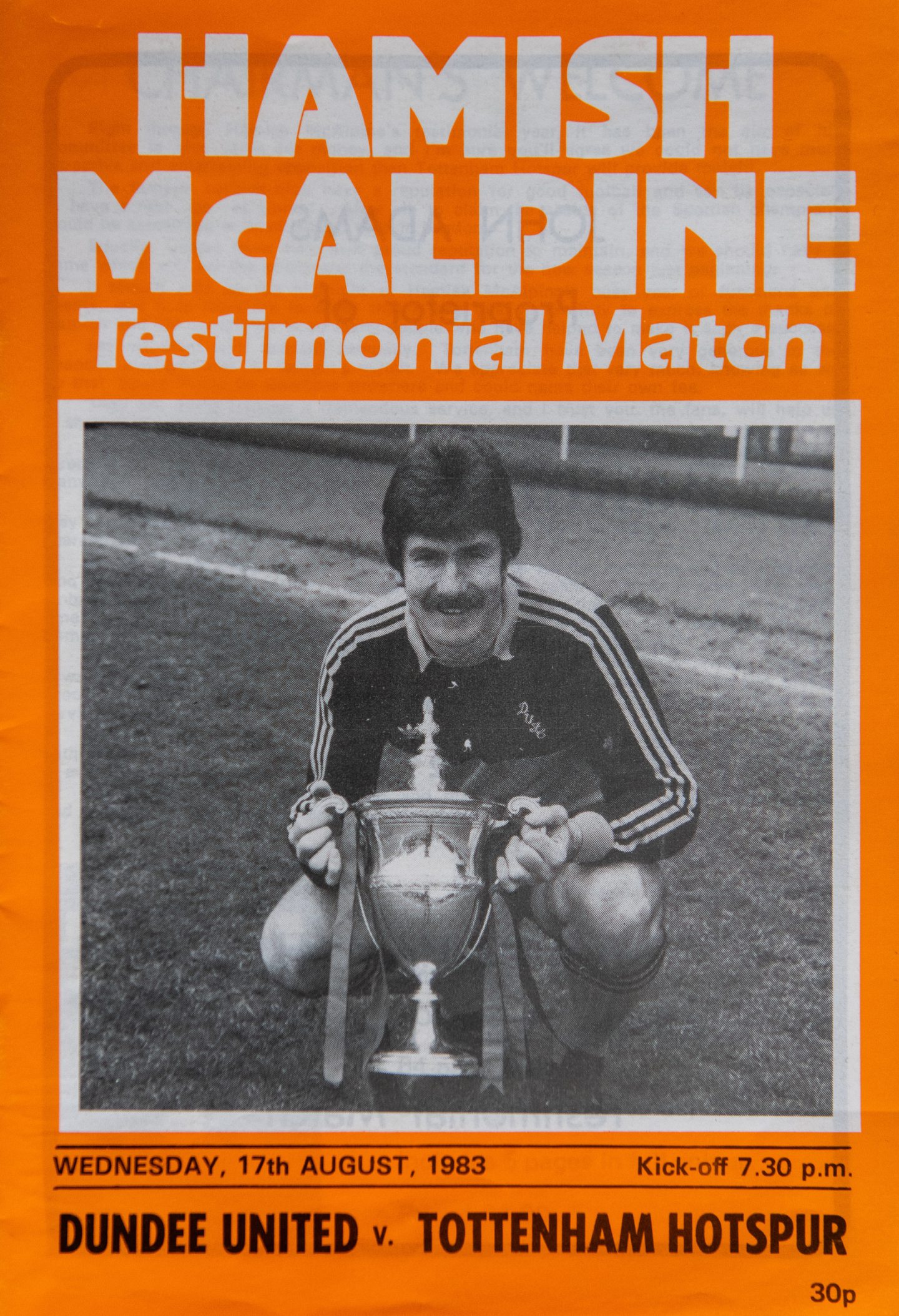The matchday programme for McAlpine's big day, which cost 30p in 1983. Image: Kim Cessford/DC Thomson.