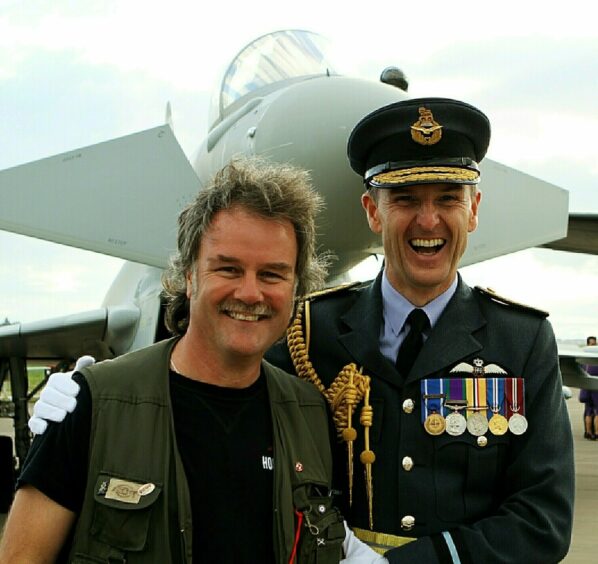 Dougie Nicolson with Air Commodore Gerry Mayhew before the final farewell in 2013. Image: DC Thomson.