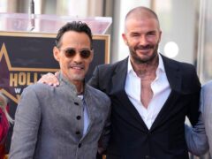 Marc Anthony and David Beckham attend a ceremony honouring Anthony with a star on the Hollywood Walk of Fame Thursday (Chris Pizzello/AP/PA)