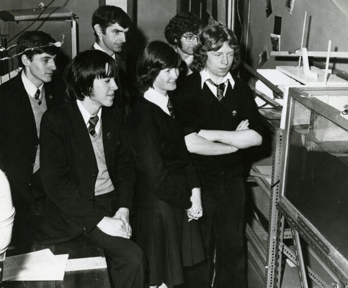 Pupils look at a school project at St Saviour's. Image: DC Thomson.
