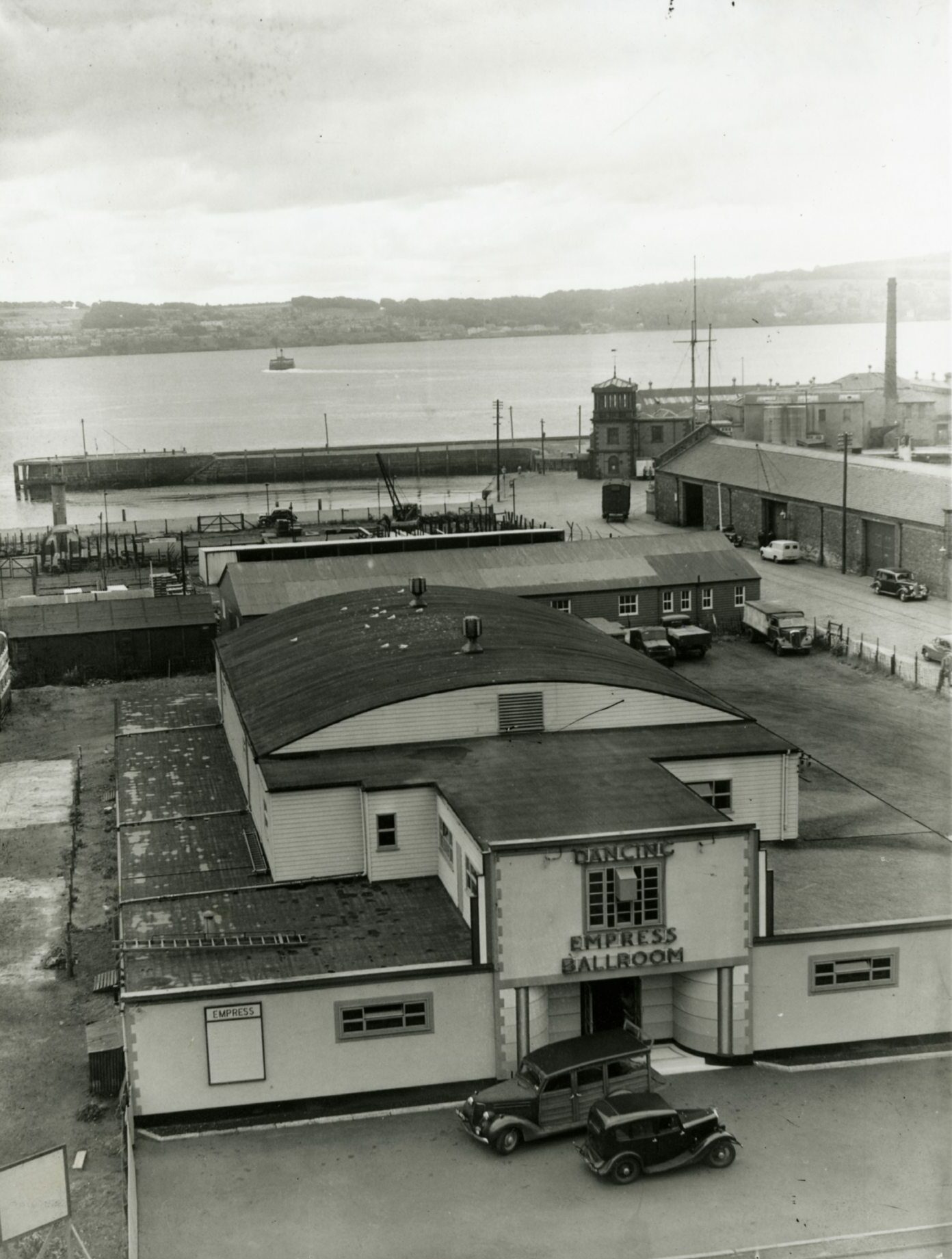 An elevated shot of The Empress Ballroom with the Tay in the background.