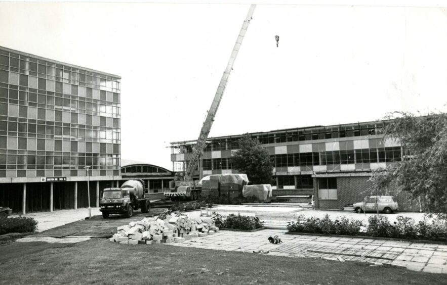 Works taking place at Kirkton High School after the cement issue was discovered. 