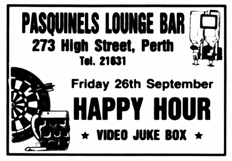 A 1986 advert for the Pasquinels Lounge Bar, which is now the Ormond Bar. Image: Supplied.