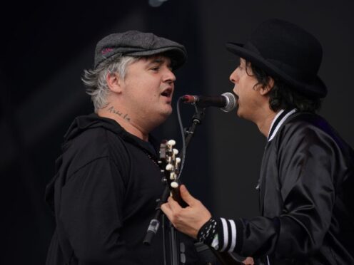 Pete Doherty and Carl Barat of The Libertines on the Other Stage during the Glastonbury Festival in Somerset in 2022 (Yui Mok/PA)