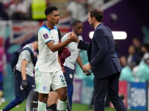 England’s Jude Bellingham with manager Gareth Southgate (Nick Potts/PA)